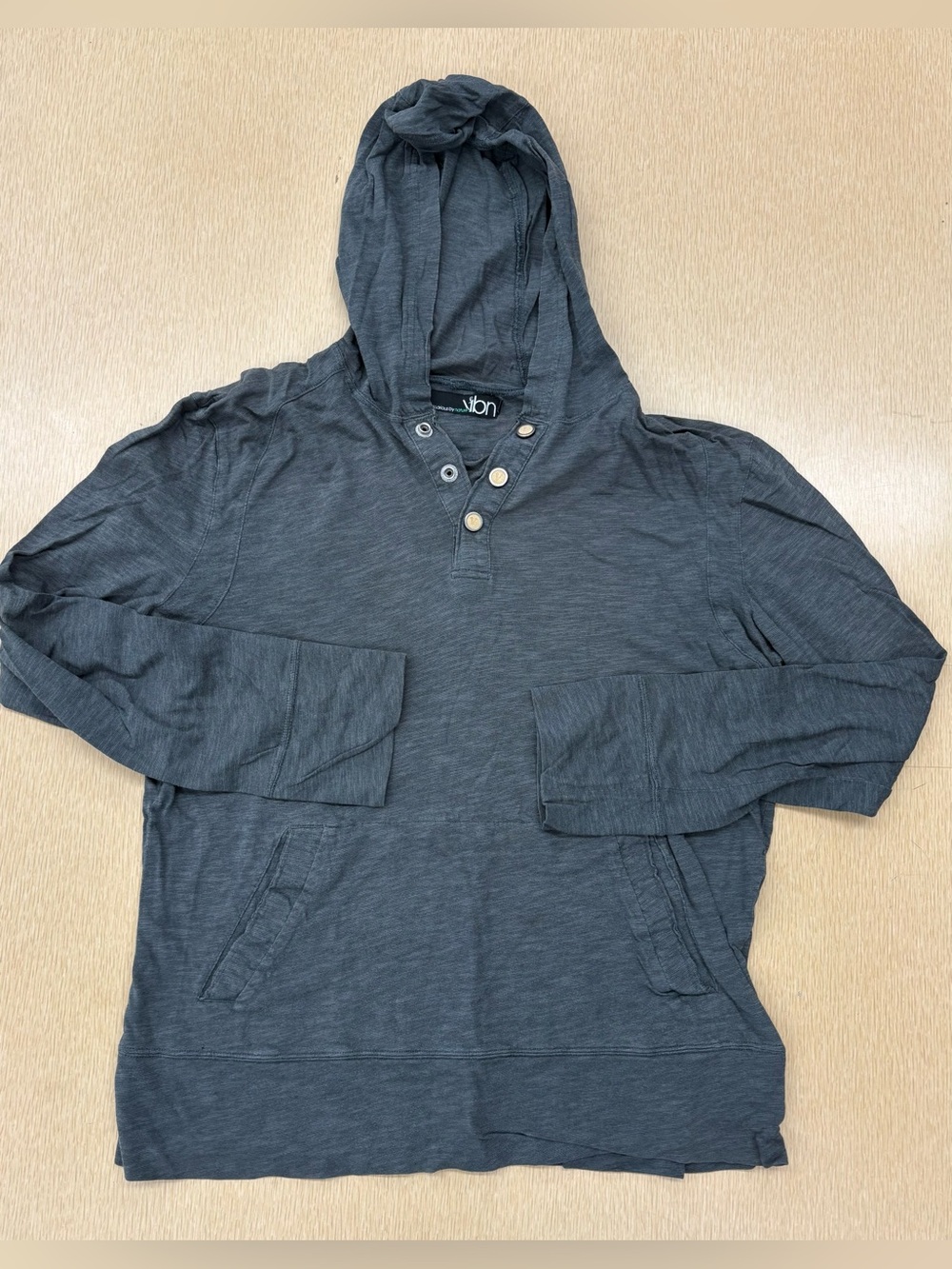 Y2K Vicarious by Nature long sleeve hooded henley with front pocket